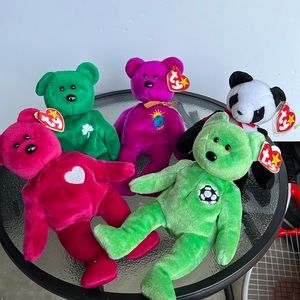 5 Ty beanie baby bears.